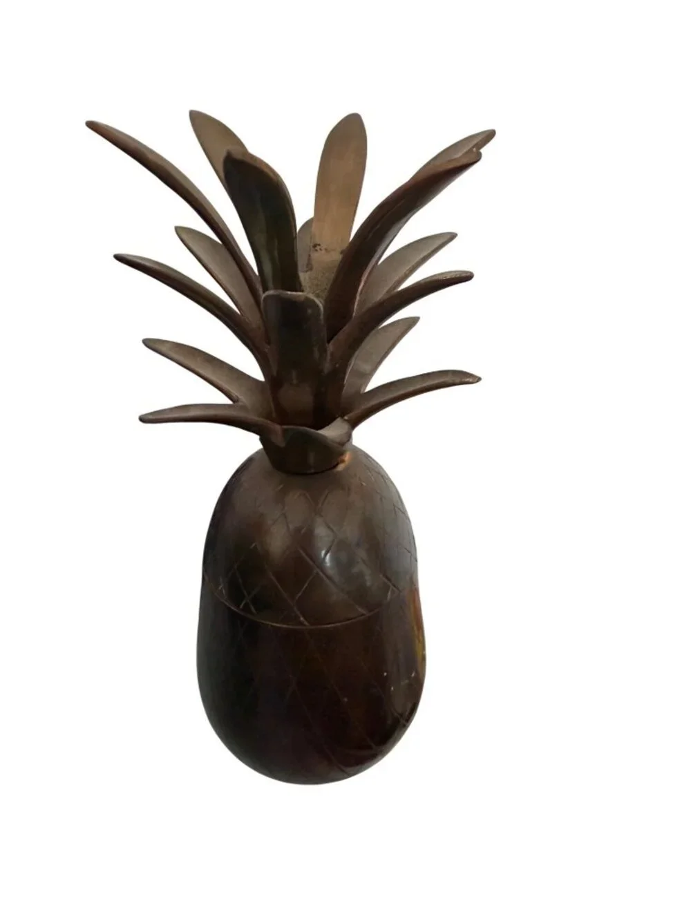 Brass Pineapple Lidded Container Mid Century Hollywood Regency Style